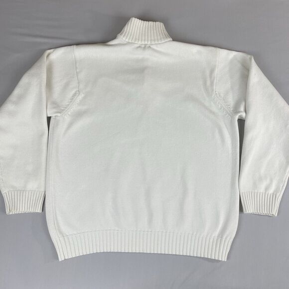Izod 1/4 Zip Long Sleeve Sweater Men's Size L Ivory Collared Cotton Pullover - Picture 2 of 16